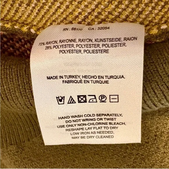 Anthropologie Knitted Knotted Olive Green MockNeck Abstract Floral Sweater sz M - Picture 13 of 16